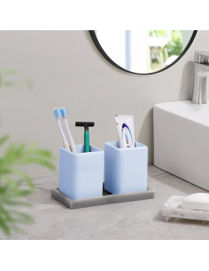 Soporte para Cepillos de Dientes Luxspire 2 PCS Diatomita Azul 2