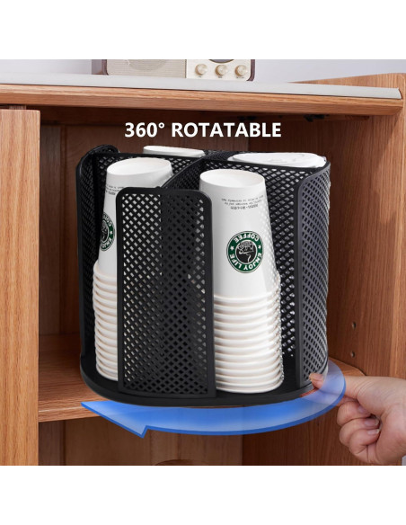 Organizador rotativo de tazas Villelei 4 compartimentos Negro