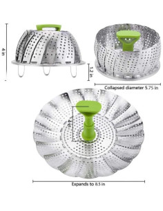 Cesta de Vapor de Verduras Acero Inoxidable 14.6-21.6 cm 2