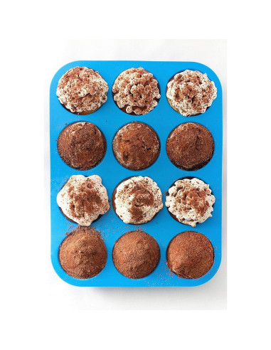 Molde de Silicona para Muffins JEWOSTER 12 Tazas Rojo