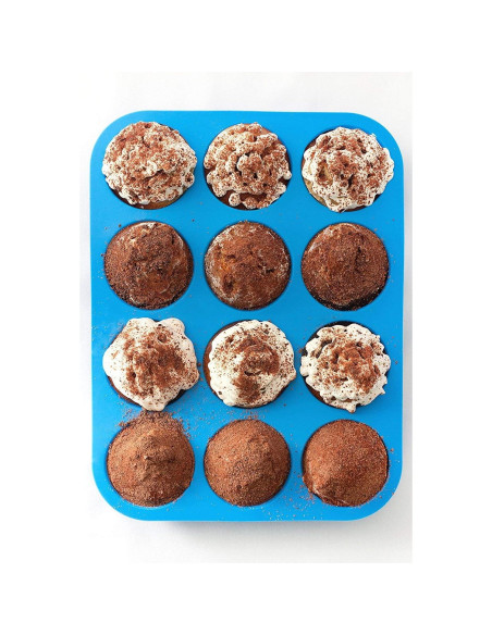 Molde de Silicona para Muffins JEWOSTER 12 Tazas Rojo