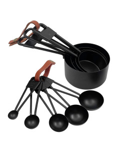 Juego de 9 Tazas y Cucharas Medidoras Acero Inoxidable LYFJXX