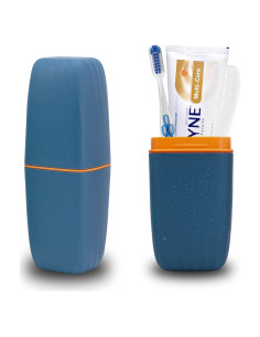 Soporte de Cepillo de Dientes Jeopace Azul Portátil 2 Tazas