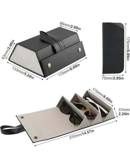 Estuche de Viaje para Gafas JIANWEI 3 Ranuras Negro