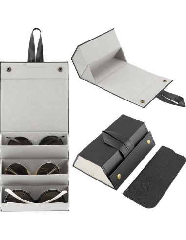 Estuche de Viaje para Gafas JIANWEI 3 Ranuras Negro