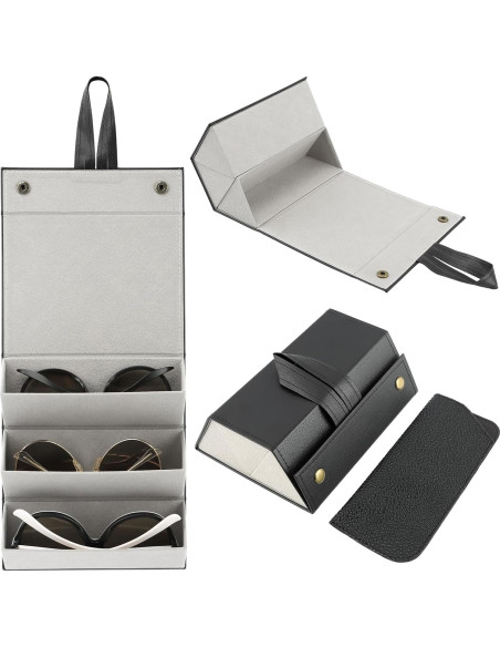 Estuche de Viaje para Gafas JIANWEI 3 Ranuras Negro