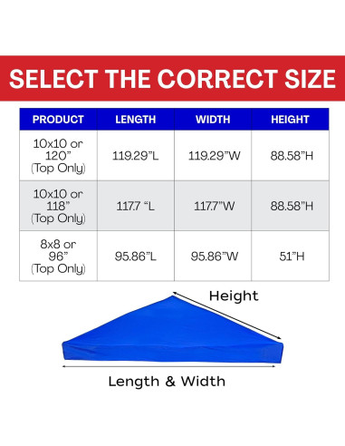 Cubierta de Toldo Pop Up 8x8 Breezy Azul Resistente al Agua