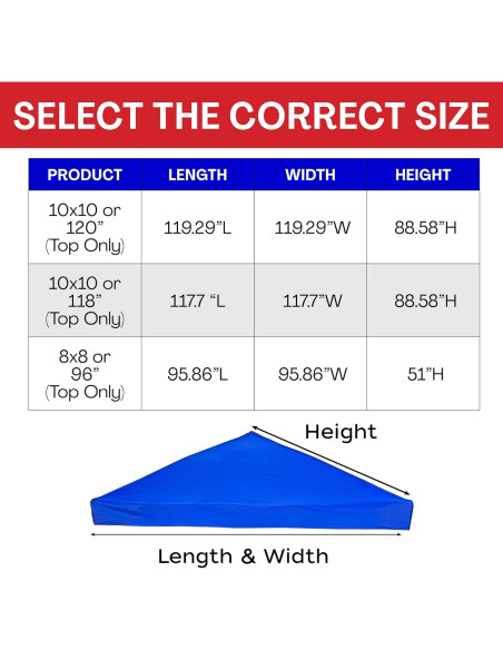 Cubierta de Toldo Pop Up 8x8 Breezy Azul Resistente al Agua