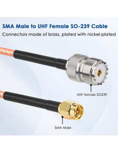 Cable Coaxial SMA Macho a UHF Hembra SO239 0.91m 2PCS XRDS-RF 2