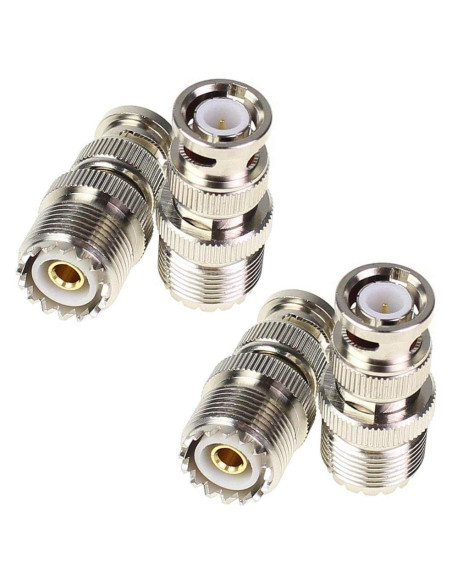 Adaptador BNC Macho a UHF Hembra SO-239 4 Piezas Coaxial RF