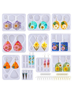 Kit de Moldes de Aretes de Resina Let's Resin 171 Pzs