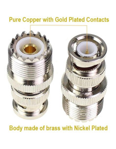 Adaptador Coaxial BNC Macho a UHF Hembra Exgoofit - 2 Pcs 2