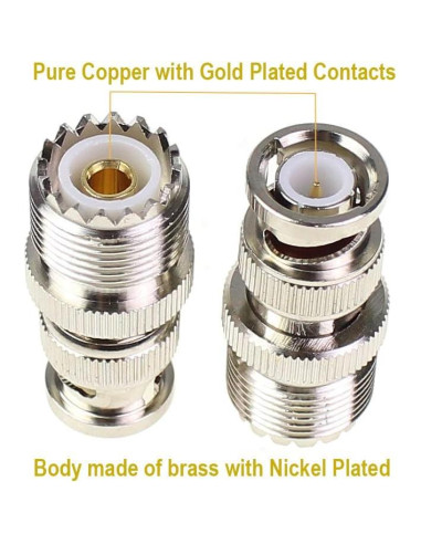 Adaptador Coaxial BNC Macho a UHF Hembra Exgoofit - 2 Pcs