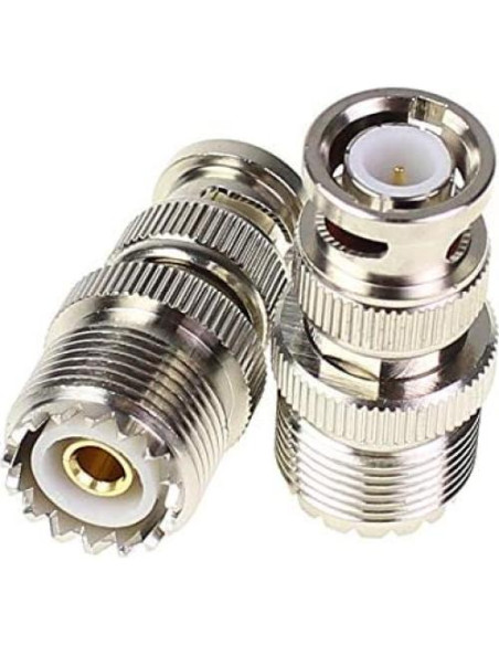Adaptador Coaxial BNC Macho a UHF Hembra Exgoofit - 2 Pcs