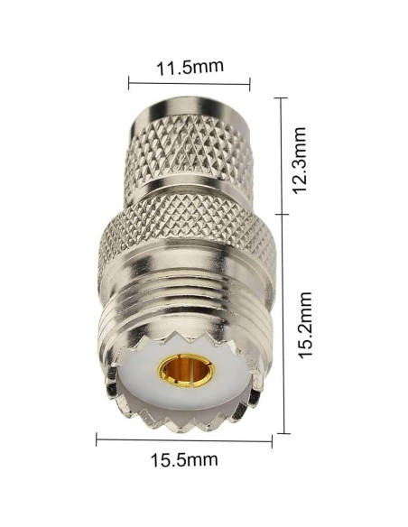 Adaptador Coaxial RF DHT Electronics Mini-UHF a UHF SO239 Adaptador Coaxial RF DHT Electronics Mini-UHF a UHF SO239