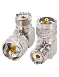 Adaptador de ángulo recto PL259 macho a UHF hembra - 2 unidades