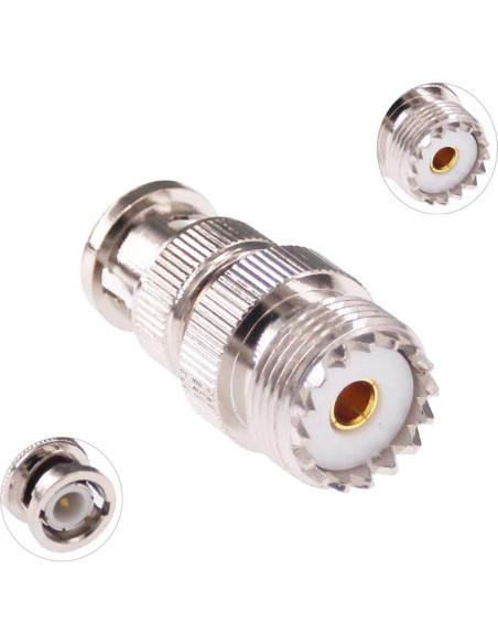 Adaptador BNC Macho a UHF Hembra 50 Ohm 2 Pcs RFaha