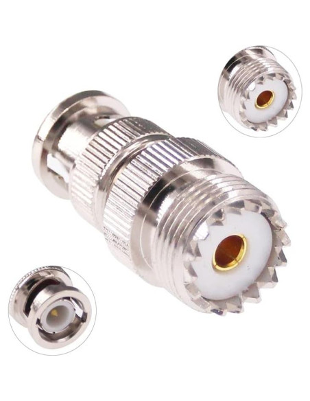 Adaptador BNC Macho a UHF Hembra 50 Ohm 2 Pcs RFaha