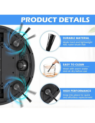 12 Cepillos Laterales Reemplazo Shark para Aspiradoras Robot