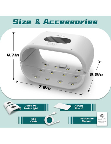 Luz UV de Curado Rápido Akisey 36W Doble Lado 20x20cm