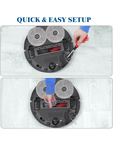 Kit de Accesorios para Aspiradora Robot Roborock Saros 10R - 2 Rodillos, 4 Cepillos Laterales, 4 Filtros HEPA, 4 Paños de Mopa