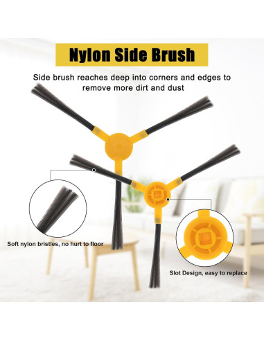 Repuestos Aspiradora Tesvor X500/X500 Pro/M1 - 4 Cepillos Laterales + 1 Rodante + 4 Filtros