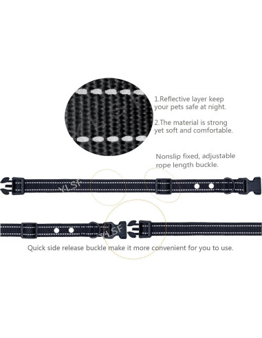 Correa de Nylon para Perros YLSF 2mm 66cm Ajustable Negra