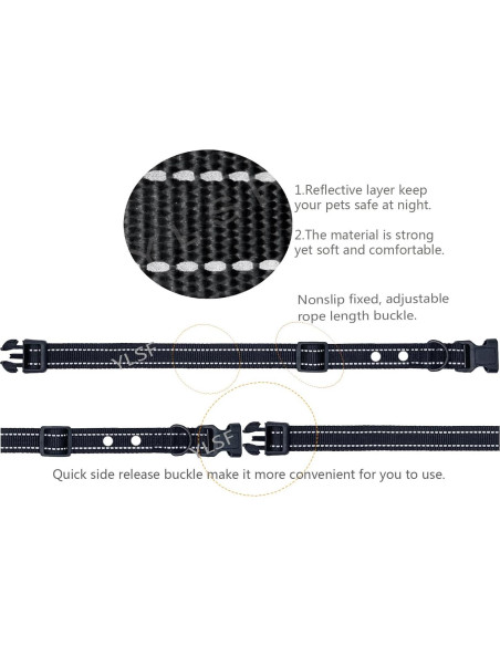 Correa de Nylon para Perros YLSF 2mm 66cm Ajustable Negra