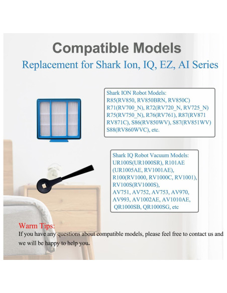 Kit de Repuestos Shark AV911S EZ IQ R101AE - 4 Cepillos y 2 Filtros HEPA