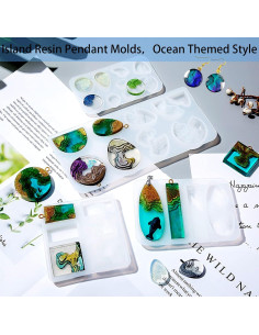 Moldes de Silicona para Joyería ZQYSING 4 Piezas Isla Oceánica 2