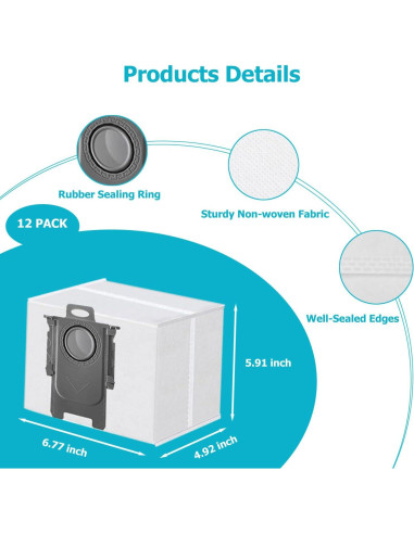 Paquete de 20 bolsas de polvo Janhaley para Roborock 3L