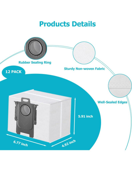 Paquete de 20 bolsas de polvo Janhaley para Roborock 3L Paquete de 20 bolsas de polvo Janhaley para Roborock 3L