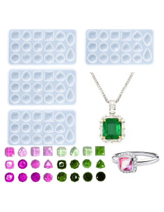 4 Moldes de Silicona KuuGuu para Joyería DIY - Ovalados y Redondos