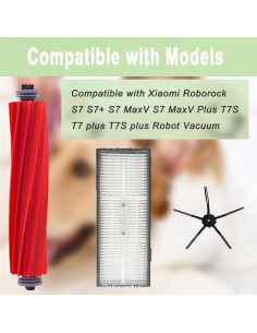 Accesorios de Repuesto Xiaomi Roborock S7 S7+ S7 MaxV - 1 Cepillo Rodante, 3 Filtros, 3 Cepillos Laterales 2