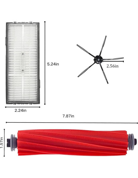 Accesorios de Repuesto Xiaomi Roborock S7 S7+ S7 MaxV - 1 Cepillo Rodante, 3 Filtros, 3 Cepillos Laterales