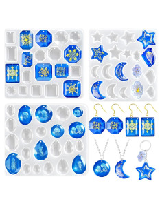 Juego de 3 Moldes de Silicona ZQYSING para Aretes de Resina