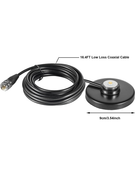 Soporte Magnético NMO Eifagur con Cable PL-259 5m para Antena
