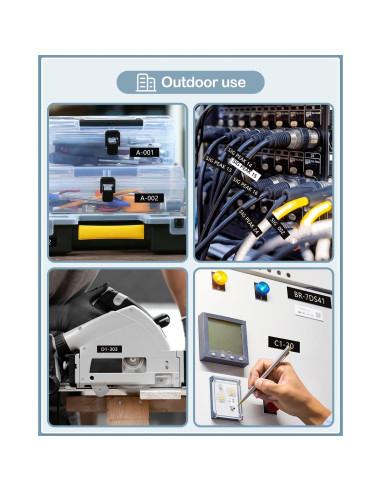 Cinta de Etiquetas MarkDomain TZe-335 12mm Blanca sobre Negra - Paquete de 5