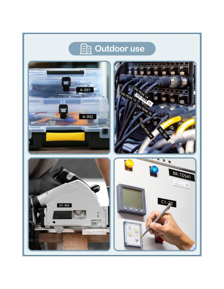 Cinta de Etiquetas MarkDomain TZe-335 12mm Blanca sobre Negra - Paquete de 5