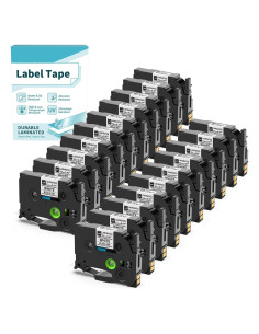 Paquete de 20 cintas BZ 12mm Vixic para etiquetadoras Brother