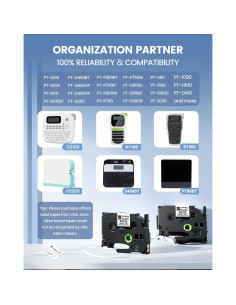 Paquete de 20 cintas BZ 12mm Vixic para etiquetadoras Brother 2