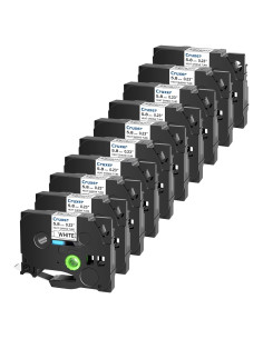 Cinta de Etiqueta Cruxer HSE-211 Negra sobre Blanca 10 Unidades 5.8mm