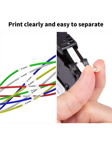 Cinta de Etiqueta Cruxer HSE-211 Negra sobre Blanca 10 Unidades 5.8mm
