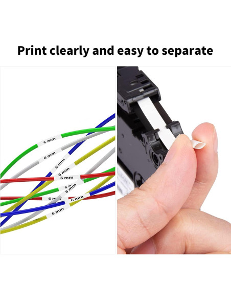 Cinta de Etiqueta Cruxer HSE-211 Negra sobre Blanca 10 Unidades 5.8mm