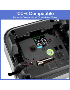 Cinta Laminada Etiqueta GREENCYCLE TZe-335 12mm Blanco Negro 2