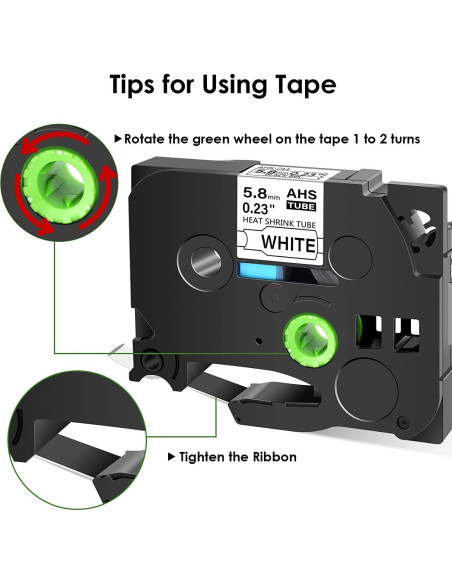 Cinta de Etiqueta Cruxer HSE-211 Negra sobre Blanca 10 Unidades 5.8mm