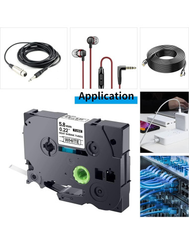 Cinta de Etiqueta Cruxer HSE-211 Negra sobre Blanca 10 Unidades 5.8mm