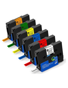 Paquete de 6 cintas TZe 12mm EazeID para etiquetadora Brother