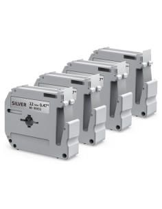 Cinta de Etiqueta Labelife M-931 12mm Negra sobre Plata - Paquete de 4