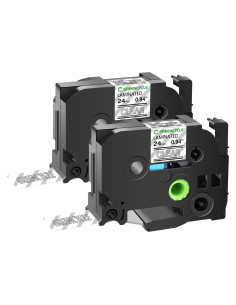 Cinta de Etiqueta Greencycle TZe-155 24mm Blanco Transparente 2-Pack